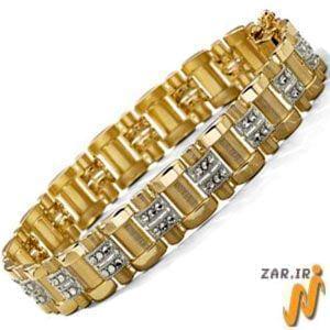 دستبند طلا زرد و سفید با نگین الماس مدل: bdf1071