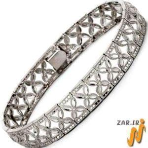 دستبند طلای سفید با نگین الماس مدل: bdf1075