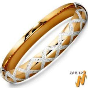 النگو طلای سفید و زرد با نگین الماس مدل:bgf1026