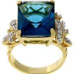 انگشتر طلا زرد با نگین یاقوت کبود و الماس تراش برلیان مدل:ref1046