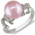 انگشتر طلا سفید با نگین مروارید و الماس تراش برلیان مدل:rsf1082  