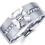 حلقه مردانه طلای سفید با نگین برلیان: مدل rdm1052