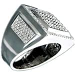 انگشتر مردانه طلای سفید با نگین برلیان: مدل rdm1078