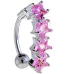 آویز ناف طلا سفید با نگین تورمالین مدل: cgf1004