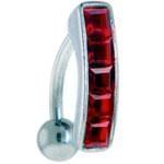 آویز ناف طلا سفید با نگین یاقوت مدل: cgf1008