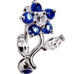 آویز ناف طلا سفید با نگین یاقوت مدل: cgf1009