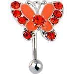 آویز ناف طلا سفید با نگین یاقوت مدل: cgf1010