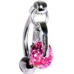 آویز ناف طلا سفید با نگین تورمالین مدل: cgf1012