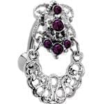 آویز ناف طلا سفید با نگین الماس مدل: cgf10013