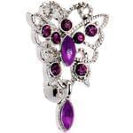 آویز ناف طلا سفید با نگین آمتیس مدل: cgf1018