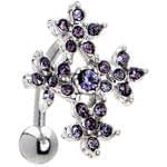 آویز ناف طلا سفید با نگین آمتیس مدل: cgf1025