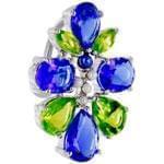 آویز ناف طلا سفید با نگین یاقوت و زمرد مدل: cgf1027