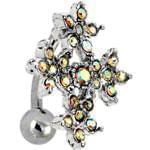 آویز ناف طلا سفید با نگین توپاز مدل: cgf1029