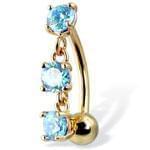 آویز ناف طلا زرد با نگین توپاز مدل: cgf1033