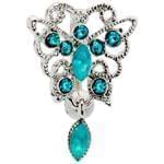 آویز ناف طلا سفید با نگین زمرد مدل: cgf1034