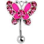 آویز ناف طلا سفید با نگین تورمالین مدل: cgf1035