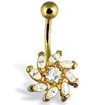 آویز ناف طلا زرد با نگین الماس مدل: cgf1041