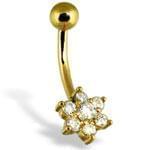 آویز ناف طلا زرد با نگین الماس مدل: cgf1044