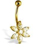 آویز ناف طلا زرد با نگین الماس مدل: cgf1045