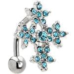 آویز ناف طلا سفید با نگین توپاز مدل: cgf1047