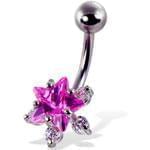 آویز ناف طلا سفید با نگین تورمالین مدل: cgf1048