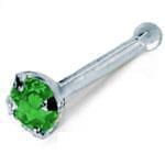 آویز بینی طلاسفید با نگین زمرد مدل: ngf1014