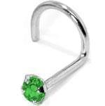 آویز بینی طلا سفید با نگین زمرد مدل: ngf1017