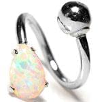 آویز ابرو طلا سفید با نگین اپال مدل:egf1008