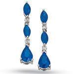 گوشواره طلا سفید با نگین یاقوت کبود و برلیان مدل:edf1035