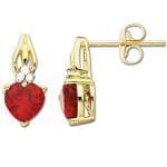 مدل گوشواره طلا زرد با نگین یاقوت 