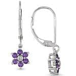 گوشواره طلا سفید با نگین آمتیس مدل:edf1046