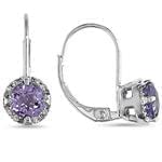 گوشواره طلا سفید با نگین آمتیس مدل:edf1048