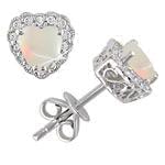 گوشواره طلا سفید با نگین اپال مدل:edf1056