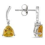 گوشواره طلا سفید با نگین سیترین مدل:edf1063