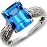 انگشتر طلا سفید با نگین توپاز و الماس تراش برلیان مدل:rsf1040  