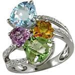 انگشتر طلا با نگین توپاز، زبرجد، آمتیس، سیترین و برلیان مدل:rsf1043  