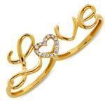 مدل انگشتر طلا زرد با نگین الماس طرح love   