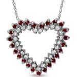 آویز طلای سفید با نگین یاقوت قرمز و برلیان مدل:ndf1032