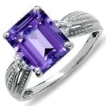 انگشتر طلا سفید با نگین آمتیس و الماس تراش برلیان مدل:rsf1051  