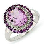 انگشتر طلا سفید با نگین آمتیس و الماس تراش برلیان مدل:rsf1052  