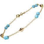 پابند طلا زرد با نگین فیروزه مدل: adf1041