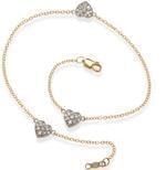 پابند طلا زرد و سفید با نگین الماس تراش برلیان طرح قلب مدل: adf1060