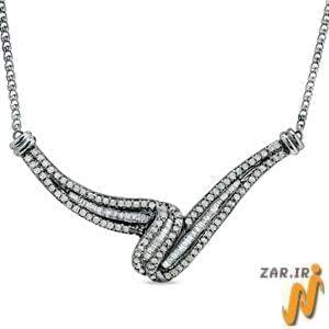 گردنبند طلا سفید با نگین الماس مدل:ndf1041