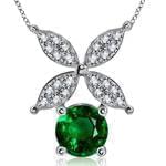 آویز طلا سفید با نگین زمرد و  الماس مدل: ndf1051