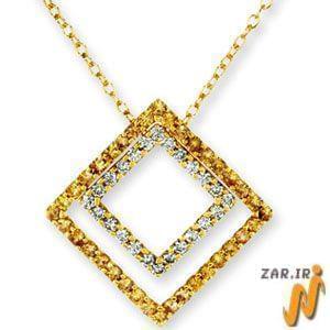 آویز طلا زرد و سفید با نگین الماس مدل:ndf1055