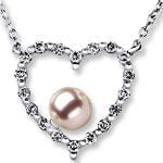 آویز طلا سفید با نگین مروارید و برلیان طرح قلب مدل:ndf1059