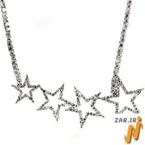 گردنبند طلا سفید با نگین الماس مدل: ndf1086