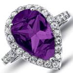 انگشتر طلا سفید با نگین آمتیس و تراش برلیان مدل:rsf1057  