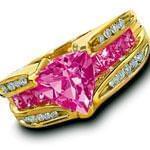 انگشتر طلا زرد با نگین تورمالین و الماس تراش برلیان مدل:rsf1059  