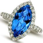 انگشتر طلا سفید با نگین توپاز و الماس تراش برلیان مدل:rsf1065  